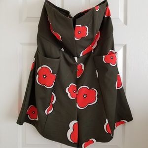 Printed Strapless Romper